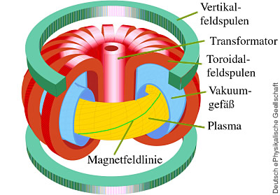 Schematische Darstellung eines Tokamaks