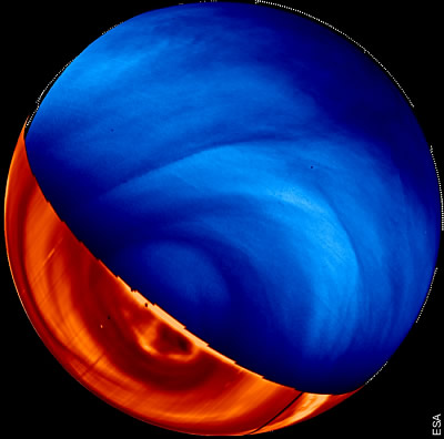 Komposit-Bild der Venus aus UV- und IR-Bildern