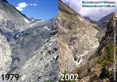 Vergleich: Aletsch-Gletscher 1979 und 2002 Vergleich: Aletsch-Gletscher 1979 und 2002